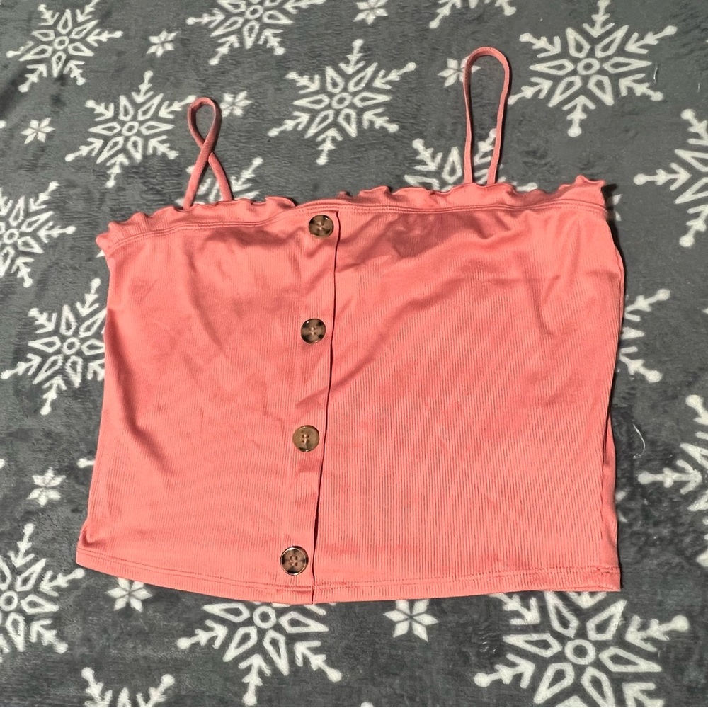 Frilly buttoned spaghetti strap